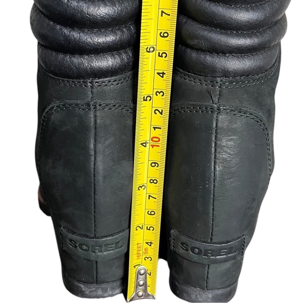 Sorel Conquest Waterproof Wedge Boots Leather Women's Black - DarkGray Size 7 - Picture 4 of 9
